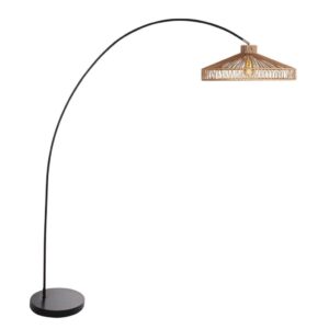 Laagste prijs - Steinhauer Zwarte booglampSolva met bamboe kap Ø50cm - 4469ZW