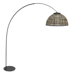 Laagste prijs - Steinhauer Zwarte booglampCurve met bamboe kap Ø60cm - 4517ZW