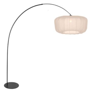 Laagste prijs - Steinhauer Zwarte booglampCurve met crème kap Ø60cm - 4520ZW
