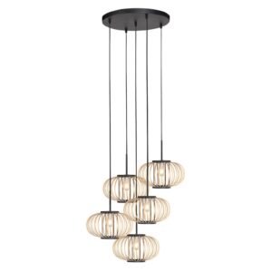 Laagste prijs - Steinhauer Hanglamp 5-lichtsSilva met bamboe kappen - 4524ZW