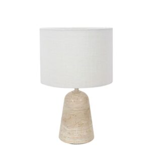 Laagste prijs - Steinhauer Tafellamp steenTravino met witte kap Ø20cm - 4558CR