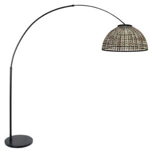 Laagste prijs - Steinhauer Zwarte booglampNox Light met bamboe kap Ø60cm - 4561ZW