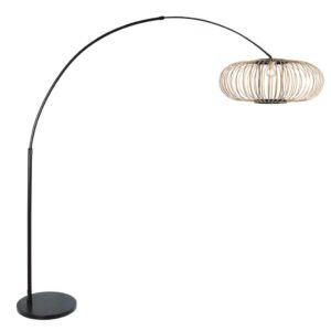 Laagste prijs - Steinhauer Zwarte booglampSparkled Light met bamboe kap Ø60cm - 4562ZW