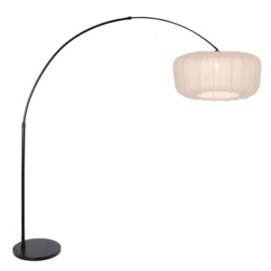 Laagste prijs - Steinhauer Zwarte booglampVela Lino met crème kap Ø60cm - 4564ZW