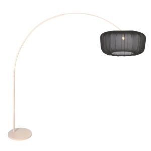 Laagste prijs - Steinhauer Booglamp zandbruinVela Lino met zwarte kap Ø60cm - 4679CR