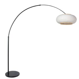 Laagste prijs - Steinhauer Zwarte booglampSilva Alba met witte kap - 4691ZW