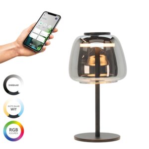Laagste prijs - Eglo TafellampAlfero-Z smoke glas - app bediening - 901195