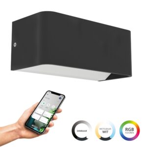 Laagste prijs - Eglo Slimme muurlampSania-Z zwart - led - 20cm - 901956