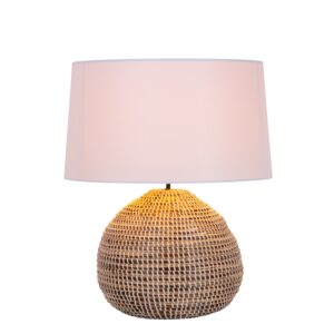 Laagste prijs - Premium by Lucide Zeegras schemerlampMaduka Ø 45cm - bruin met witte kap - 10550/81/43