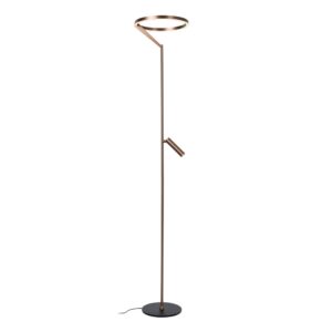 Laagste prijs - Premium by Lucide Strakke vloerlamp met leeslampApplause geborsteld roodkoper - led - 23700/20/96
