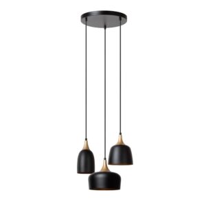 Laagste prijs - Lucide 3-lichts hanglampChayanne design zwart met goud - 05446/13/30