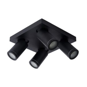 Laagste prijs - Lucide PlafondspotTaylor IP44 4-lichts zwart - 09930/20/30