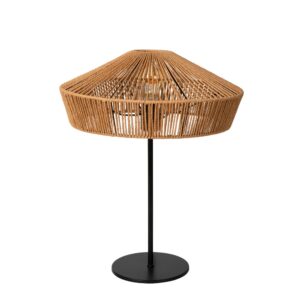 Laagste prijs - Lucide TafellampYunkai Ø 40cm zwart met rotan - 10513/40/72