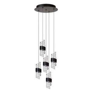 Laagste prijs - Lucide Design hanglampKligande 5-lichts zwart rond - 13496/36/30