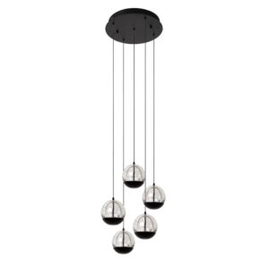 Laagste prijs - Lucide Design hanglampSentubal 5-lichts zwart rond - 13498/24/30