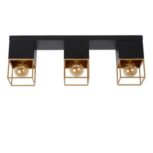 Laagste prijs - Lucide Strakke plafondlampRixt 3-lichts zwart met goud - 21120/03/30