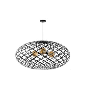 Laagste prijs - Lucide Vide hanglampWolfram 3-lichts zwart - 21417/99/30