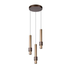 Laagste prijs - Lucide Strakke hanglampMargary 3-lichts koffie bruin - 24402/15/96