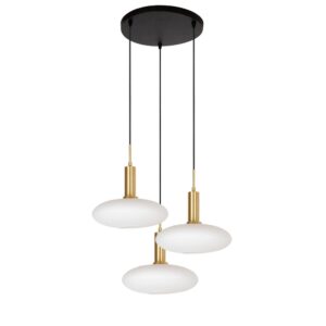Laagste prijs - Lucide Design hanglampSingala 3-lichts rond goud met wit - 25413/13/02