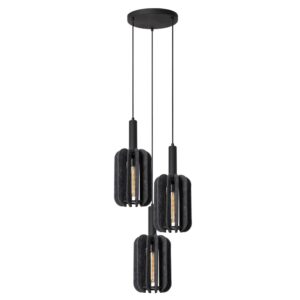 Laagste prijs - Lucide Strakke hanglampRafal 3-lichts rond zwart met grijs - 45492/13/36