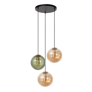 Laagste prijs - Lucide Design hanglampMonsaraz groen en amber glas - 45493/03/33