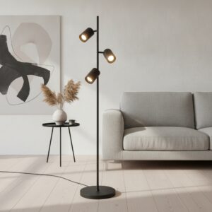 Laagste prijs - Artdelight VloerlampMegano zwart 3-lichts - VL MEGANO3 ZW