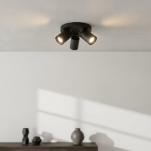 Laagste prijs - Artdelight Ronde plafondlampMegano 3-lichts zwart - PL MEGANO3-RO ZW