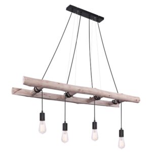 Laagste prijs - Globo 4-lichts hanglampIrmgard hout 190cm - 15348-4