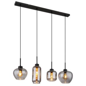 Laagste prijs - Globo 4-lichts hanglampMatt zwart met smoke glas - 15549-4SH