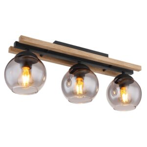 Laagste prijs - Globo 3-lichts plafondlampConni zwart met hout - 15569-3DW