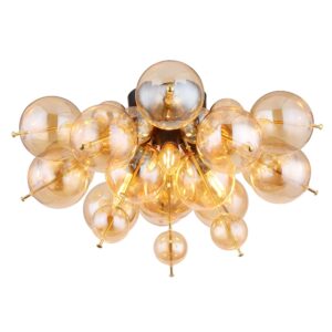 Laagste prijs - Globo Unieke plafondlampUdo amber glas - 15633DA