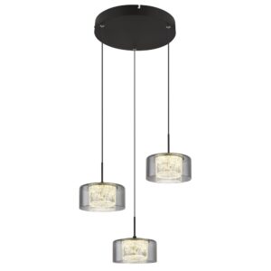 Laagste prijs - Globo Design hanglampFogsy 3-lichts zwart met smoke glas - 15634-3