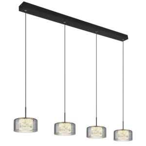 Laagste prijs - Globo Design hanglampFogsy 4-lichts zwart met smoke glas - 15634-4