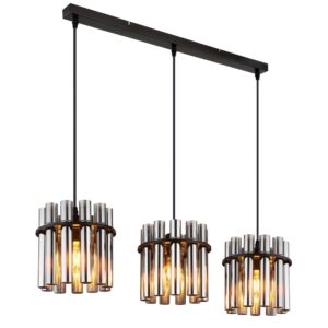Laagste prijs - Globo 3-lichts hanglampGorley II zwart met glas staafjes - 156980-3H