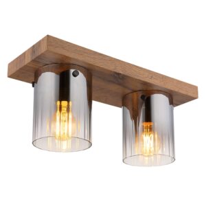 Laagste prijs - Globo PlafondlampUnderwood hout 2-lichts - 15915-2