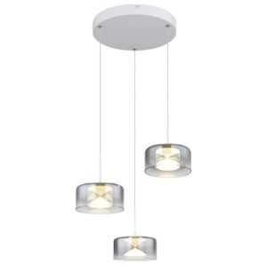Laagste prijs - Globo Design hanglampBelinda 3-lichts wit met smoke glas - 16024-3WR