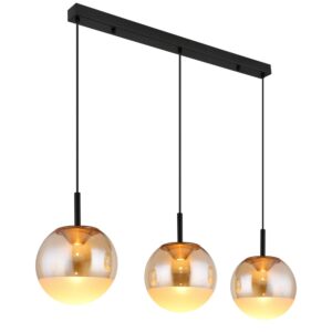 Laagste prijs - Globo Design hanglampSeverin 3-lichts zwart met amber glas - 16057-3H