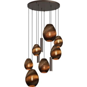Laagste prijs - Masterlight 10-lichts hanglampCarta Pineapple Think-paper kap cacao - 2562-15-70-10-RC3322