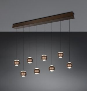 Laagste prijs - Trio 8-lichts led hanglampOrbit eettafel - platinum bruin - 344410847