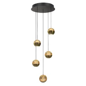 Laagste prijs - Steinhauer 5-licht vide hanglampBelluno led - messing goud met glas - 4585ME
