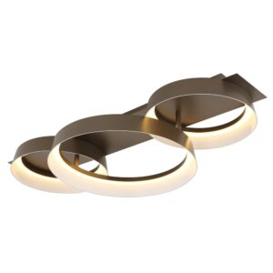 Laagste prijs - Globo Strakke plafondlampSyrakus koffie bruin 3 ringen - 48048D2