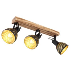 Laagste prijs - Globo PlafondlampLenna 3-lichts hout met zwart - 54660-3