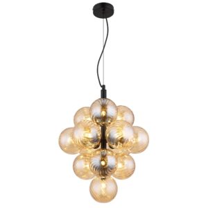 Laagste prijs - Globo Zwarte hanglampConor met amber glas - 56146H