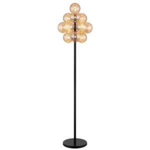Laagste prijs - Globo Zwarte vloerlampConor met amber glas - 56146S
