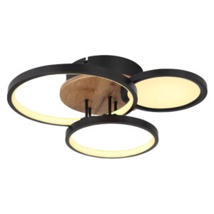 Laagste prijs - Globo Zwarte plafondlampSid design met hout - 67273-30