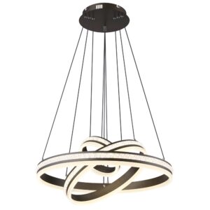 Laagste prijs - Globo Design hanglampGrouni 3 ringen titanium geborsteld - 67314-70H