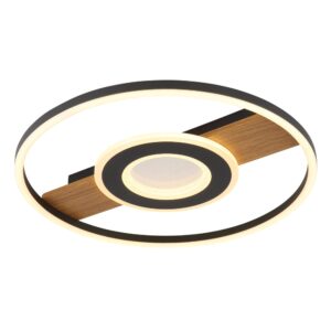 Laagste prijs - Globo Zwarte plafondlampPikara design met hout - 67323-24