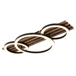 Laagste prijs - Globo PlafondlampTisha 3 ringen zwart met hout - 67353D3