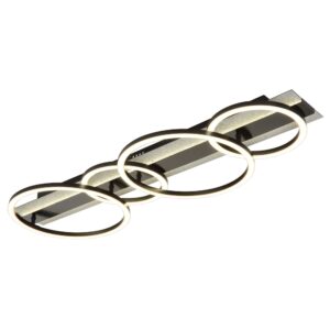 Laagste prijs - Globo Zwarte plafondlampNorberto 4 ringen - 67382-55