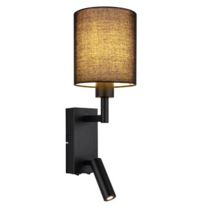 Laagste prijs - Globo BedlampjeZamora zwart met zwarte kap - 76000S